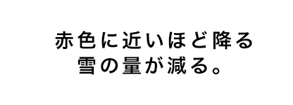 赤色に近いほど降る雪の量が減る。