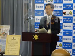「いわて気候非常事態宣言」発表の様子(岩手県庁/2021年2月)